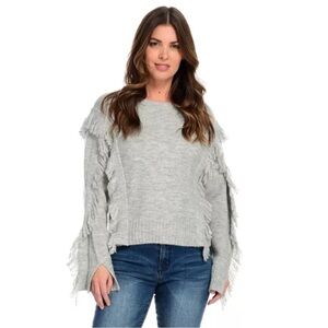 NWT Elan Knit Long Sleeve Fringe Detailed Pullover Sweater
